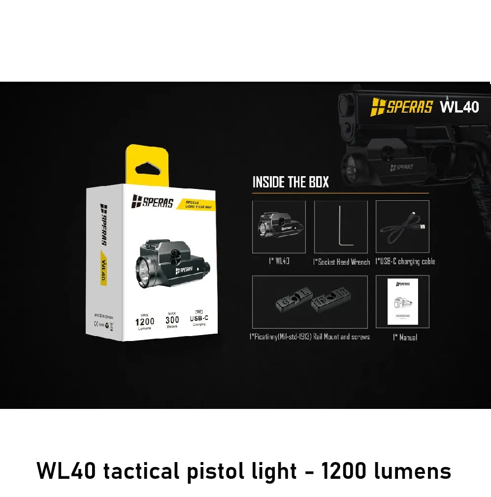 WL40 tactical pistol light - 1200 lumens pic 5.webp