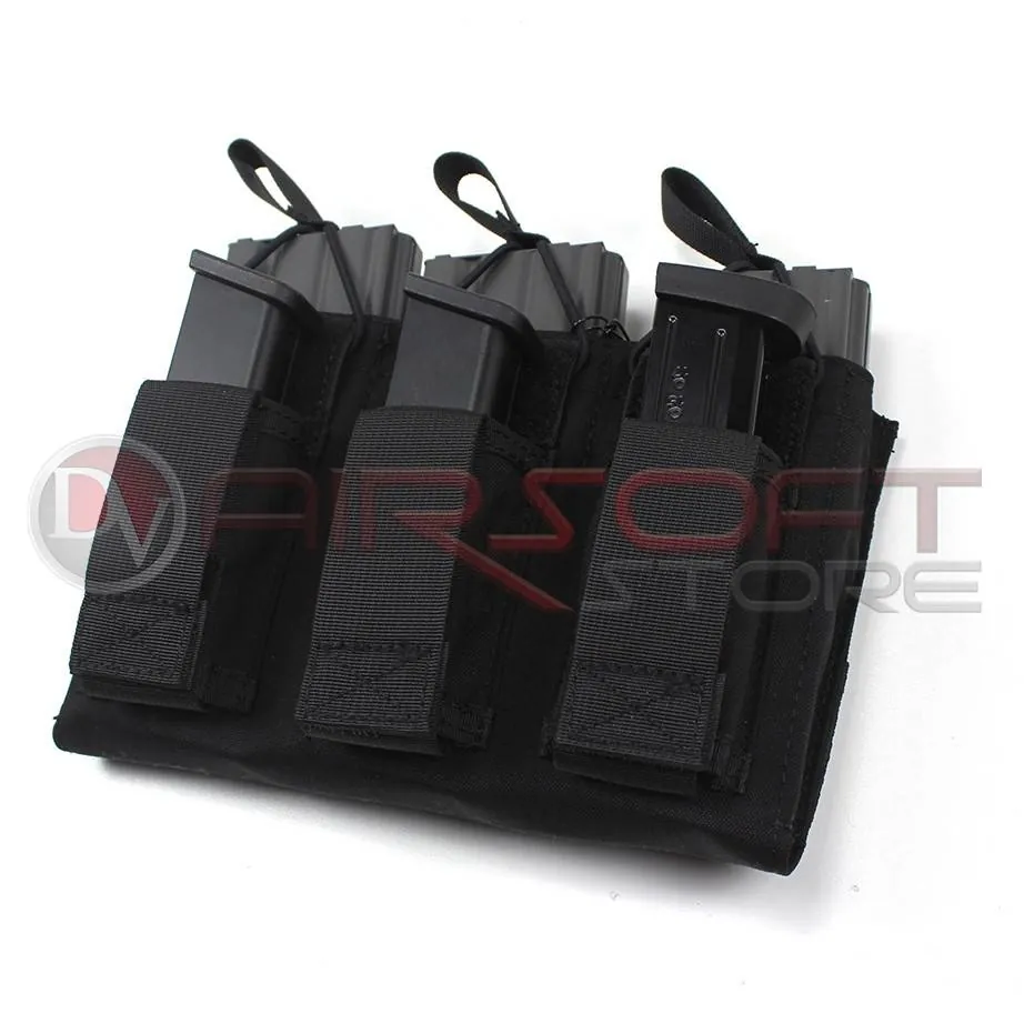 [2100000006304] Triple Open Top rifle & pistol Mag 500D - BK