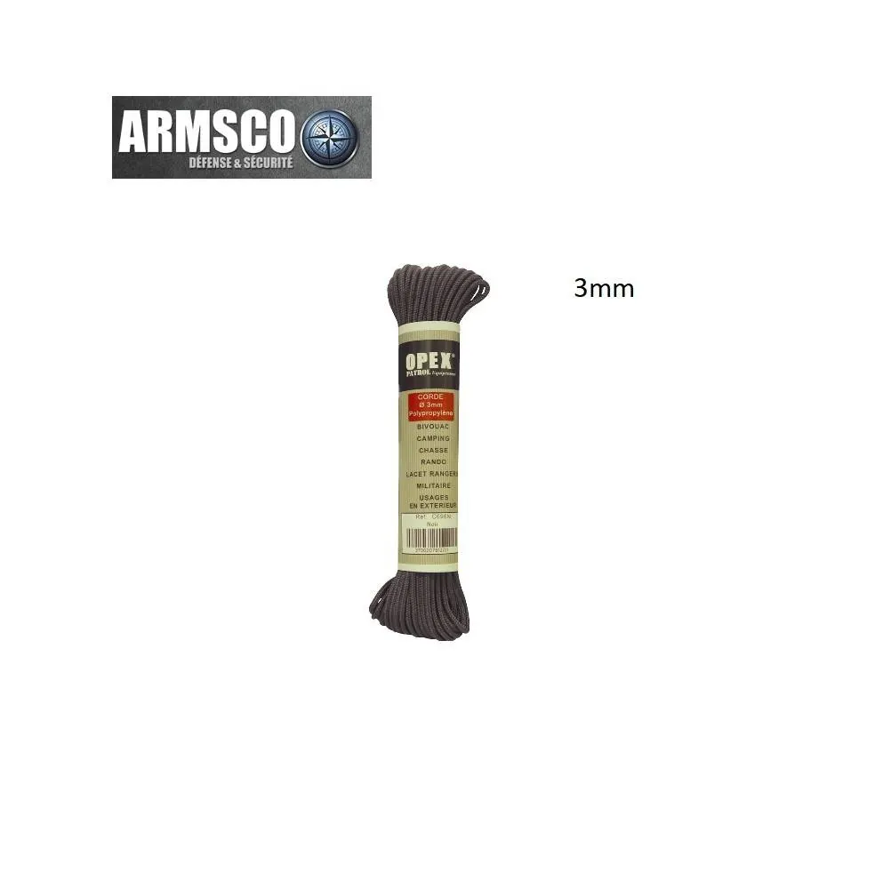[2100000013913] Paracord 3mm - 15m - BK
