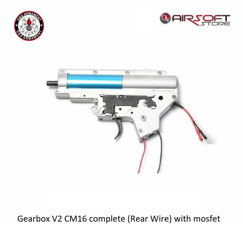 Gearbox V2 CM16 complete (Rear Wire) with G&G ETU 2.0