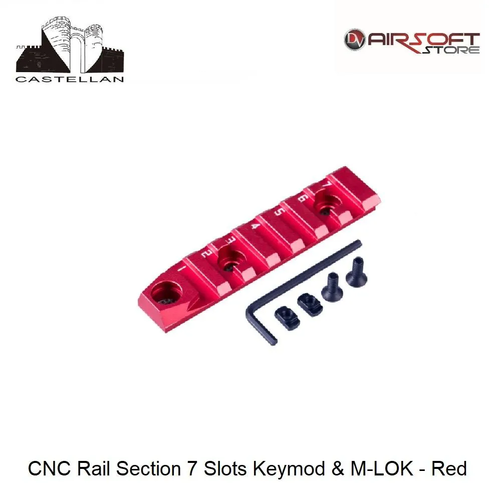 CNC Rail Section 7 Slots Keymod & M-LOK - Red