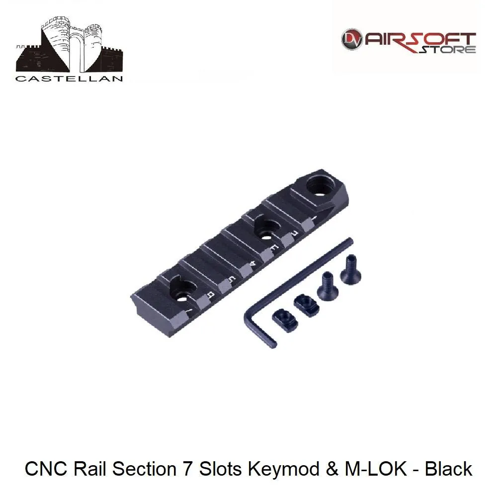 CNC Rail Section 7 Slots Keymod & M-LOK - Black