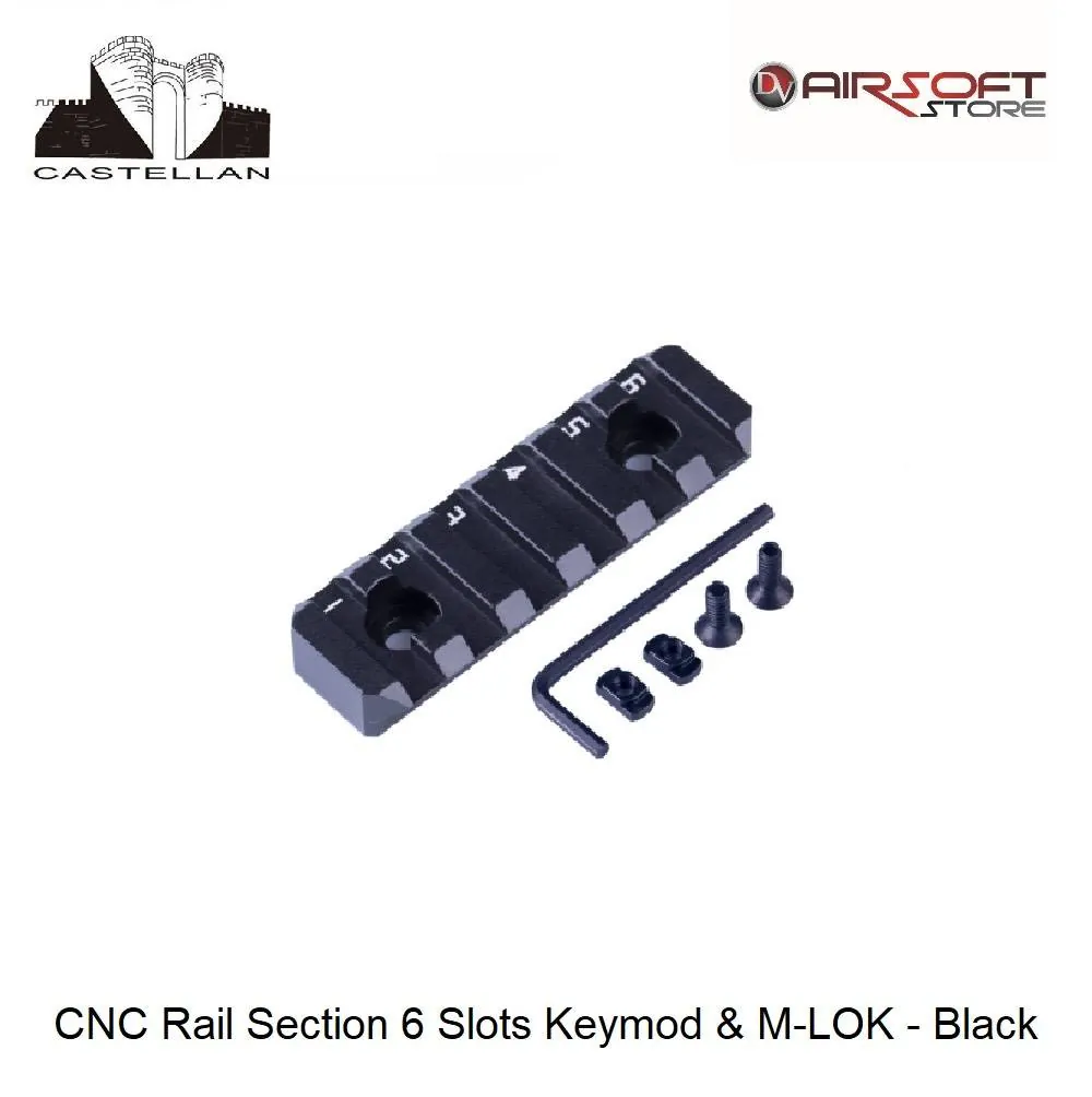 [2100000031597] CNC Rail Section 6 Slots Keymod & M-LOK - Black