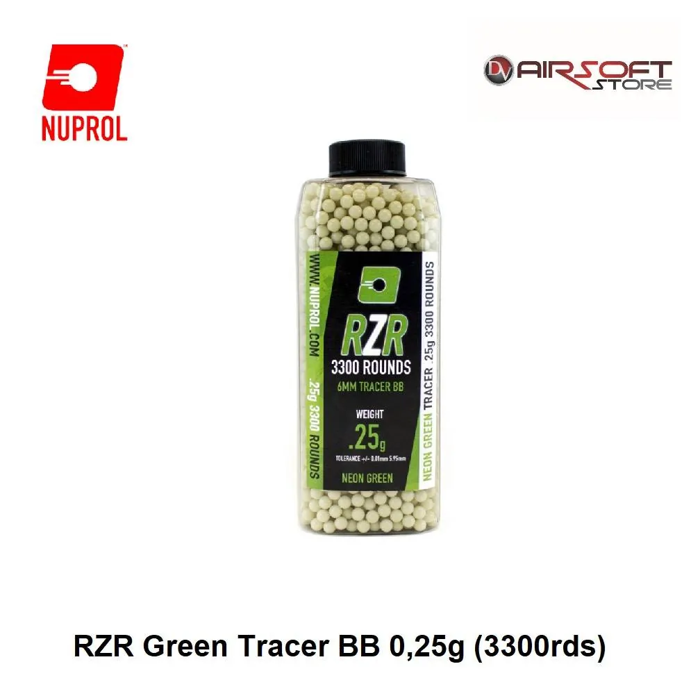 [2100000031733] 0.25g RZR Green Tracer BB (3300rds)