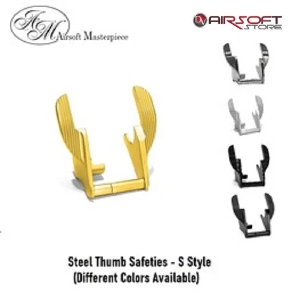 [2100000046102] Steel Thumb Safeties - S Style (Matt Black)