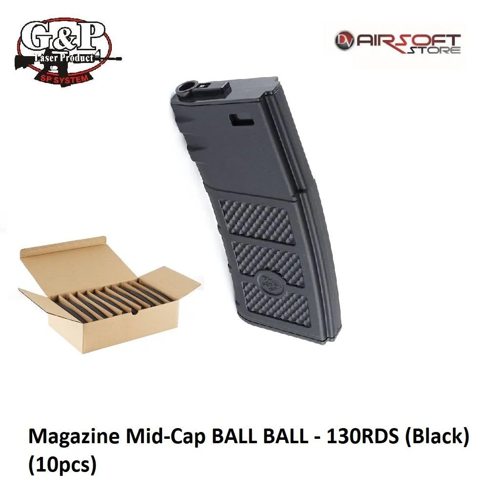 [2100000033638] Magazine Mid-Cap BALL BALL - 130RDS (Black) (10pcs)