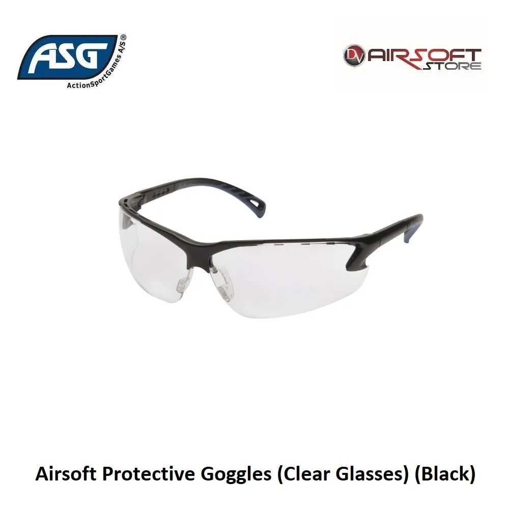 Airsoft Protective Goggles (Clear Glasses) (Black)