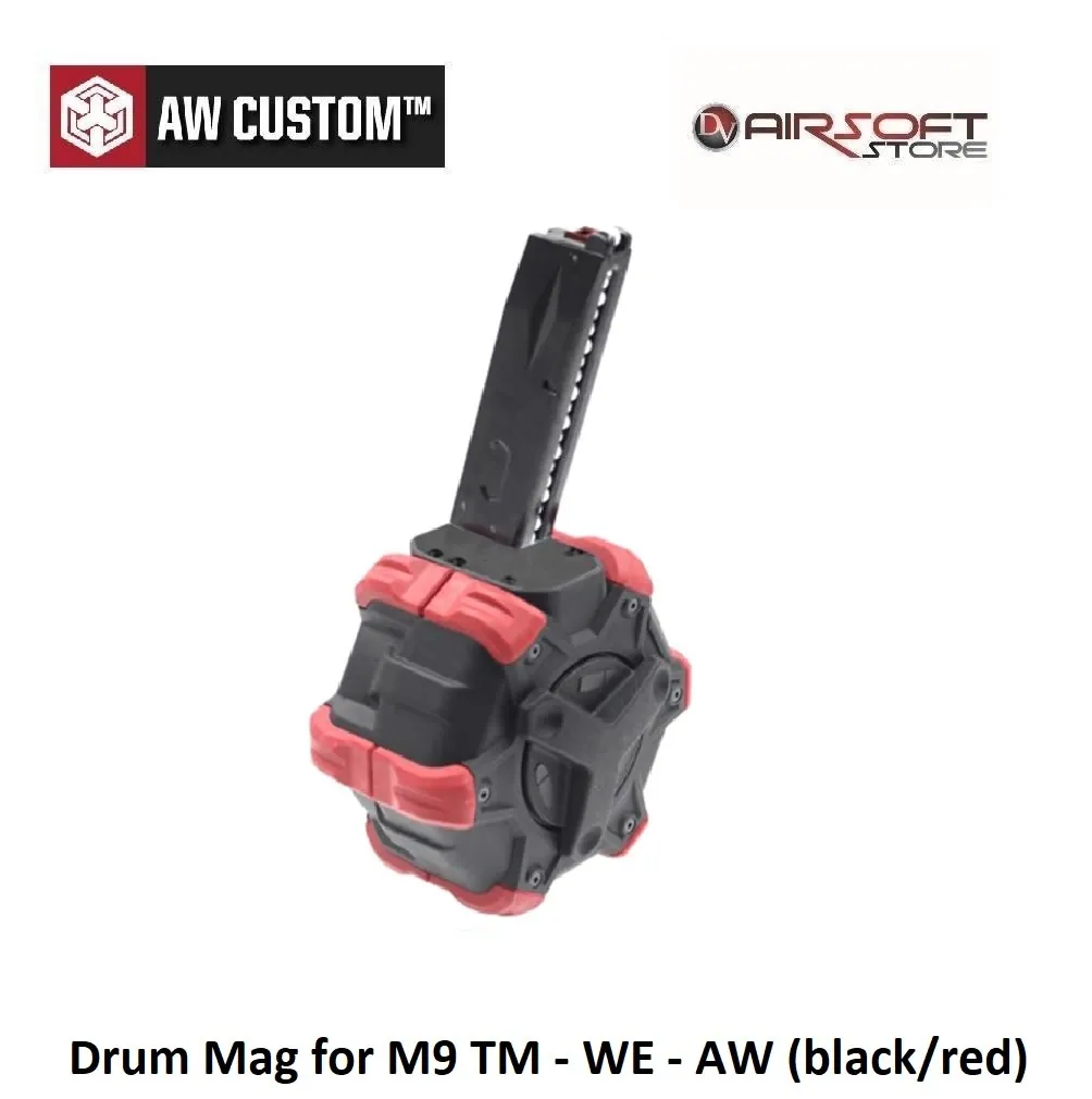 Drum Mag for M9 TM - WE - AW (black/red)