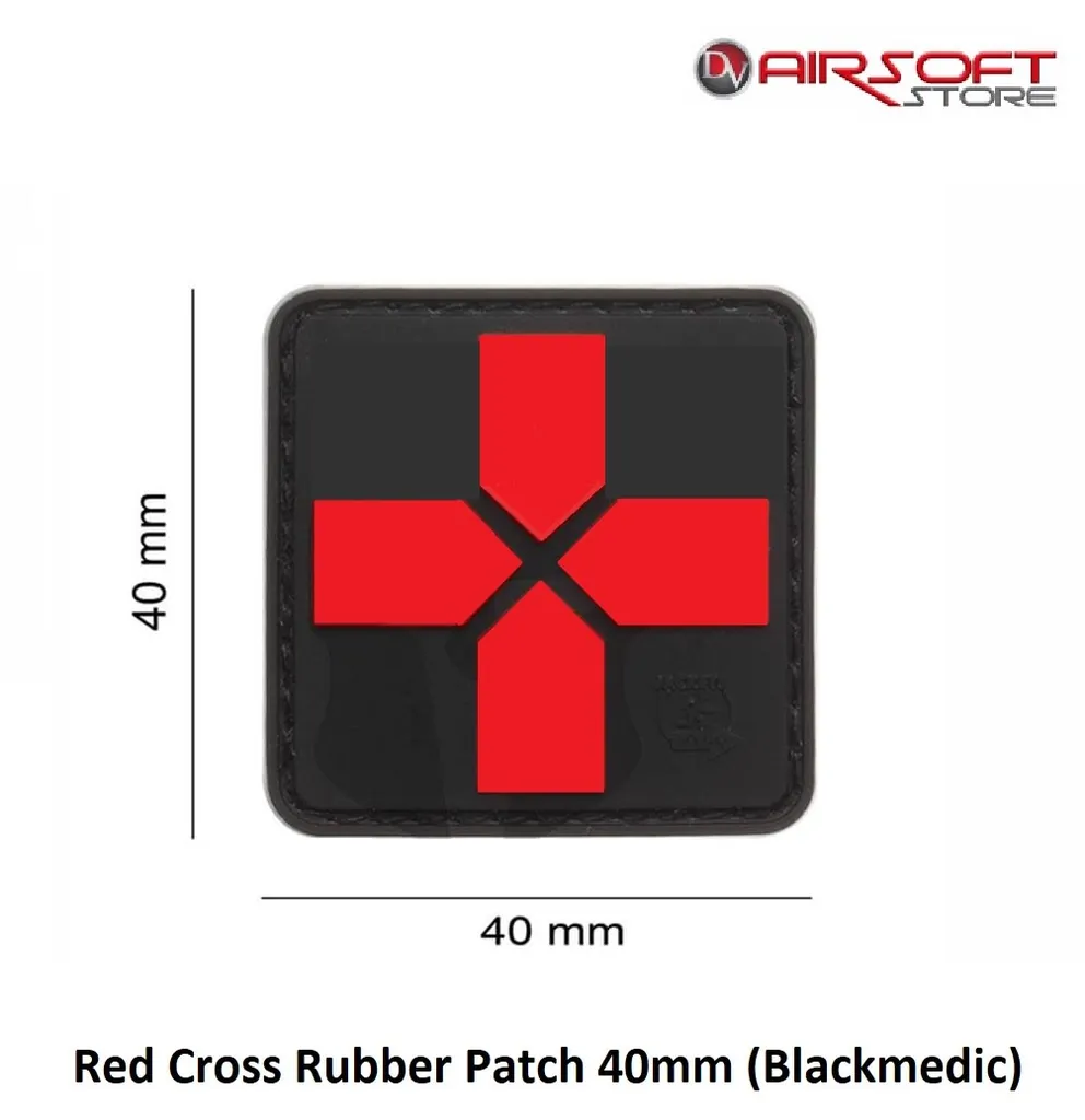 Red Cross Rubber Patch 40mm (Blackmedic)