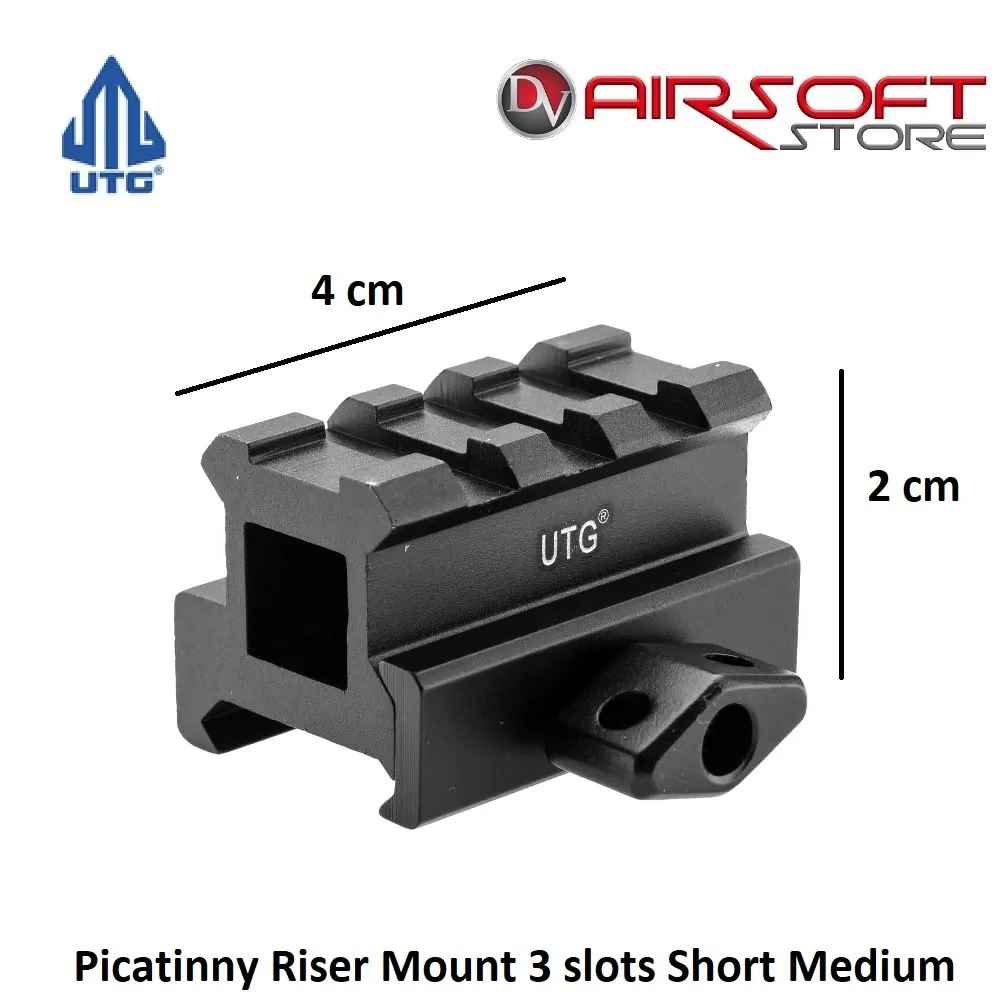Picatinny Riser Mount 3 slots Short Medium