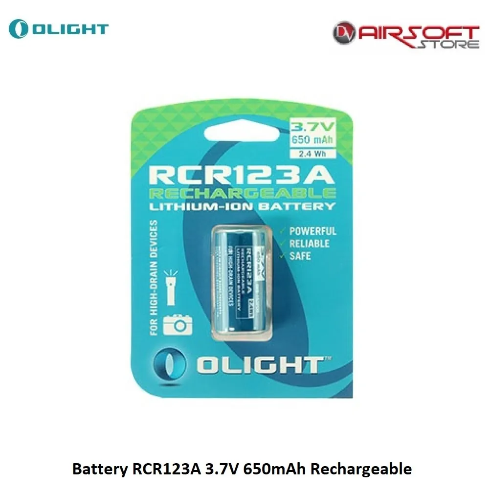[2100000041978] Battery RCR123A 3.7V 650mAh Rechargeable