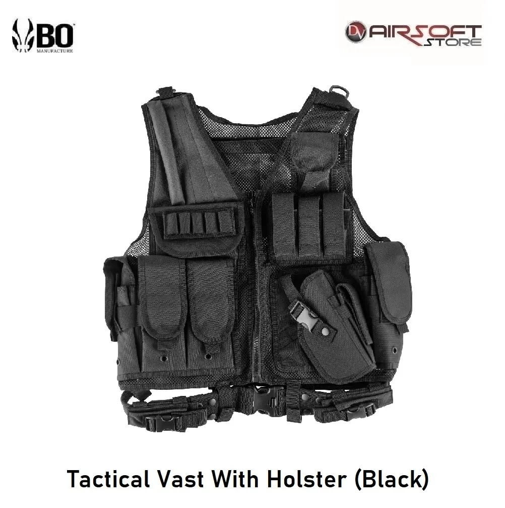 [2100000042685] Tactical Vest With Holster (Black)