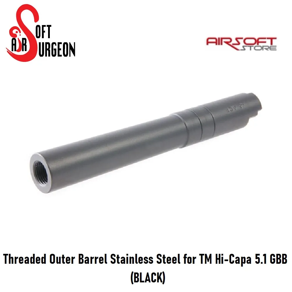 Threaded Outer Barrel Stainless Steel for TM Hi-Capa 5.1 GBB (BLACK)
