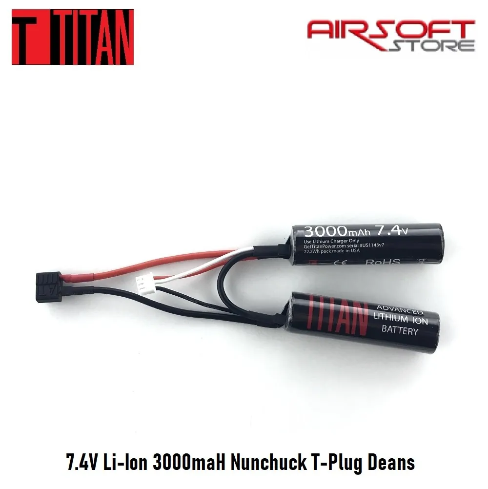 7.4V Li-Ion 3000maH Nunchuck T-Plug Deans