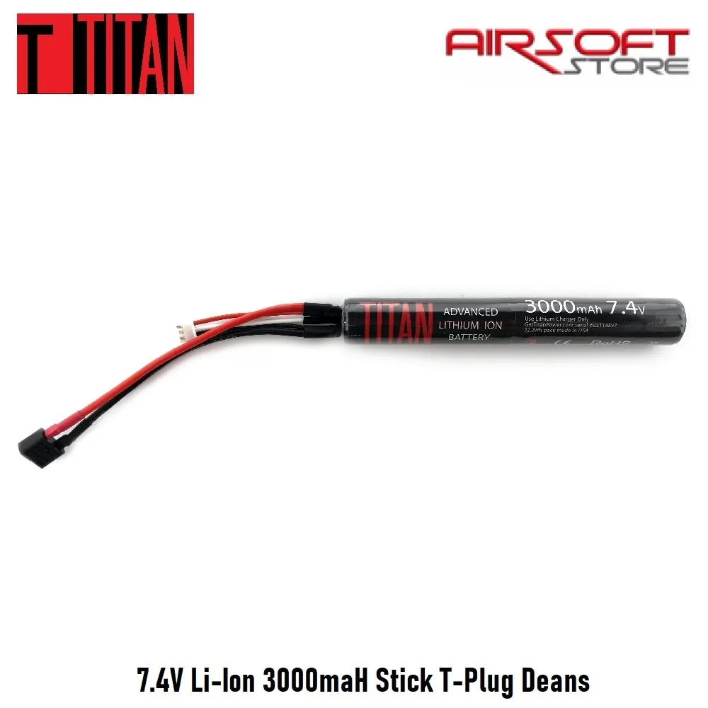 7.4V Li-Ion 3000maH Stick T-Plug Deans