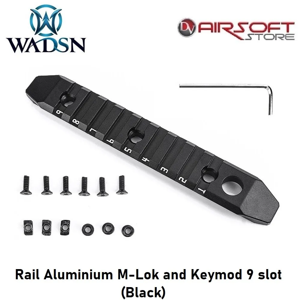 Rail Aluminium M-Lok and Keymod 9 slot (Black)