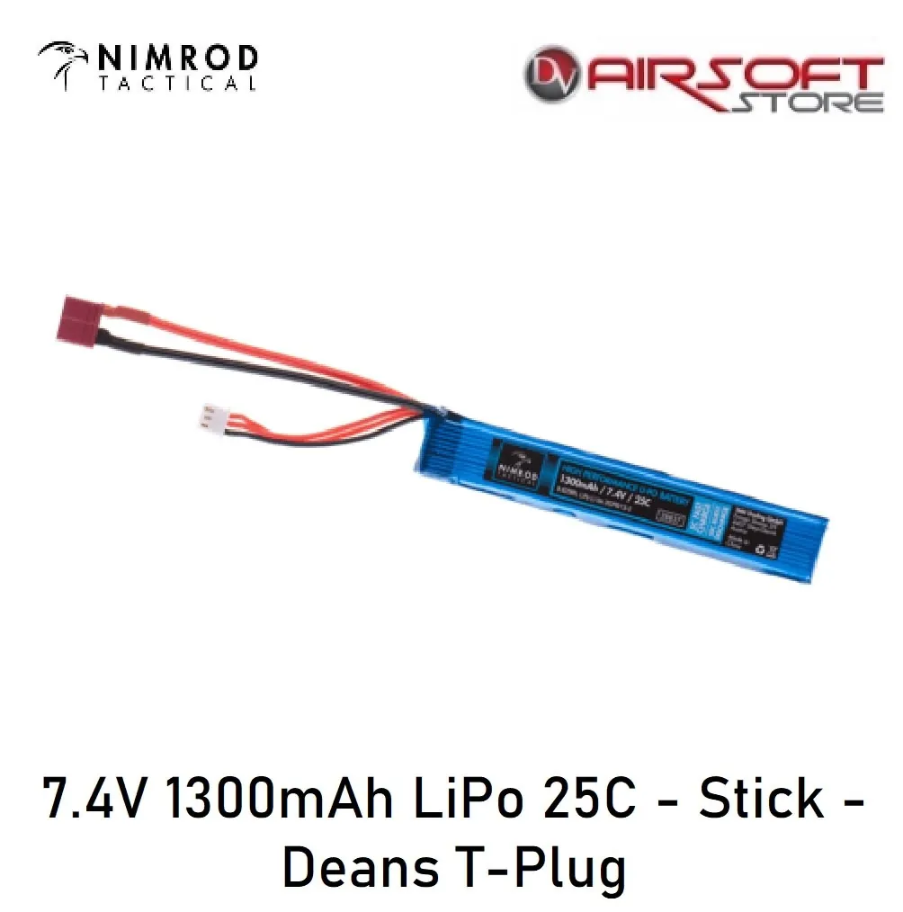 7.4V 1300mAh LiPo 25C - Stick - Deans T-Plug