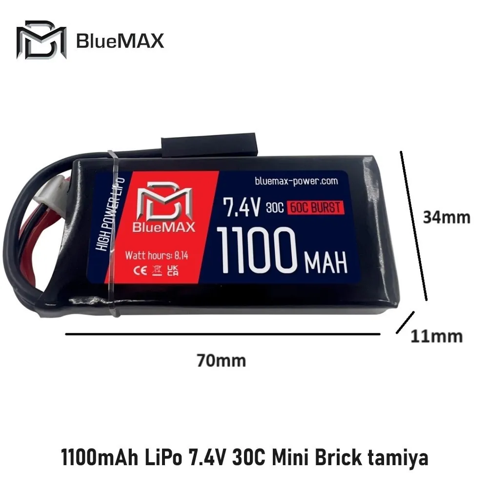 1100mAh LiPo 7.4V 30C Mini Brick tamiya