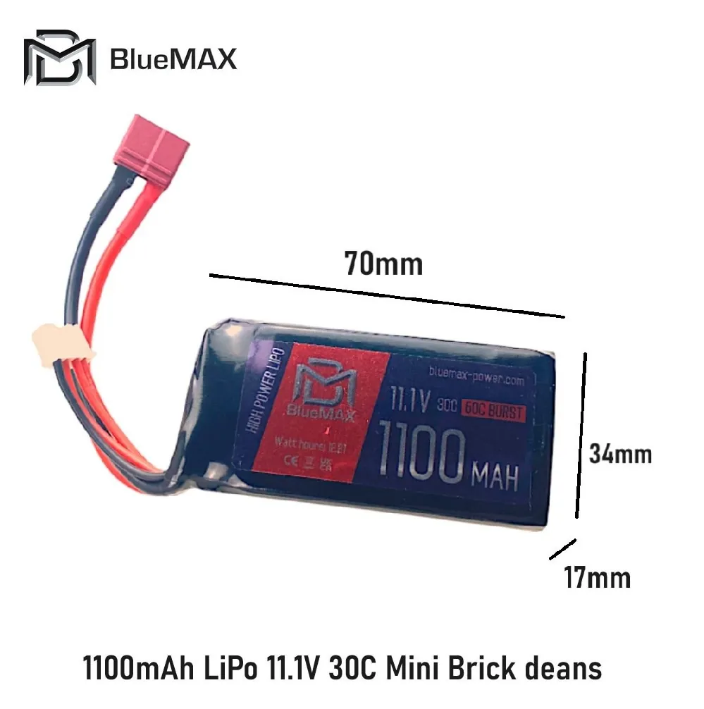 1100mAh LiPo 11.1V 30C Mini Brick deans