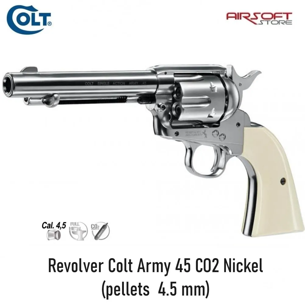 Revolver Colt Army 45 CO2 Nickel (pellets  4.5 mm)