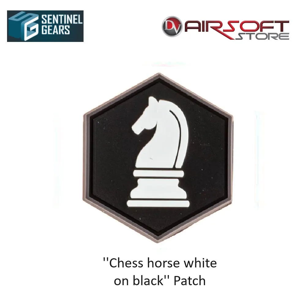 [2100000084067] ''Chess horse white on black'' patch