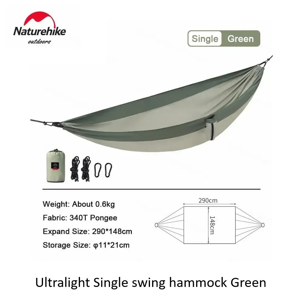 [2100000089536] Ultralight Single swing hammock Green