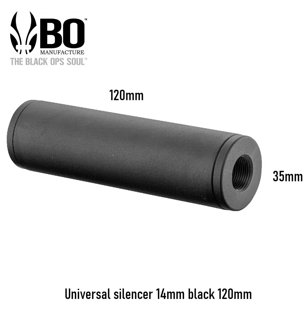 Universal silencer 14mm black 120mm