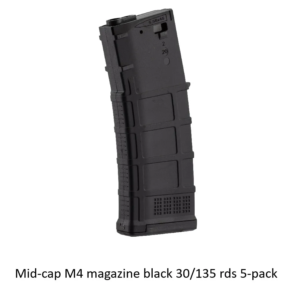 Mid-cap M4 magazine black 30/135 rds 5-pack