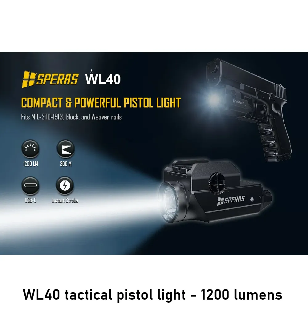 [2100000098279] WL40 tactical pistol light - 1200 lumens