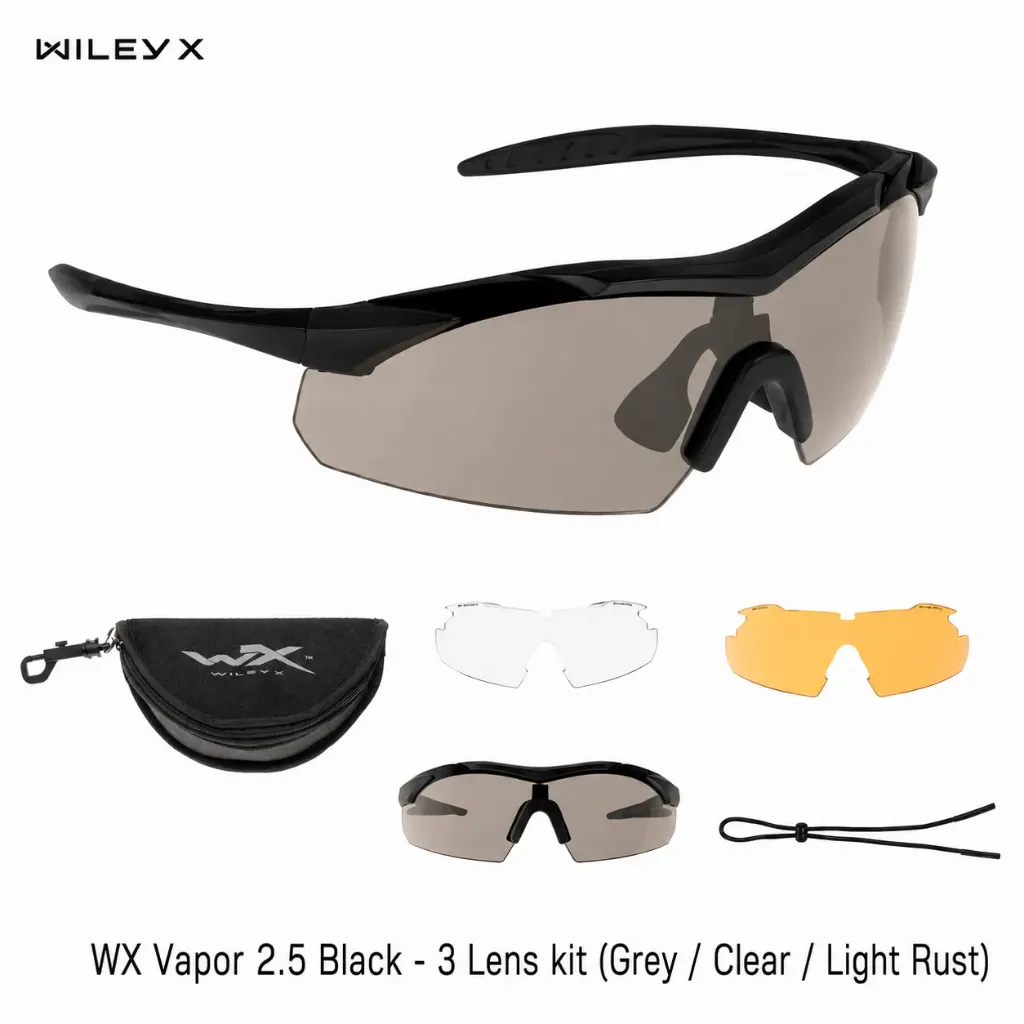 [2100000099092] WX Vapor 2.5  Black - 3 Lens (Grey/Clear/Light Rust)